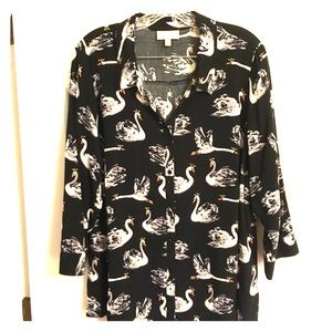 ModCloth Swan Prince printed blouse 2x